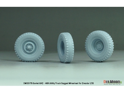 Soviet Uaz-469 Utility Truck Sagged Wheel Set (For Zvezda Kit) - image 4
