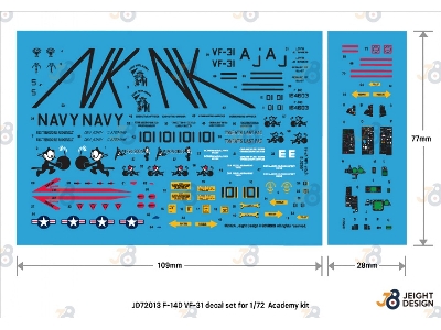 F-14d Tomcat Decal Set, Vf-31 'tomcatters' (For Academy 12563) - image 2