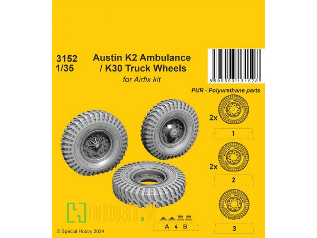 Austin K2 Ambulance / K30 Truck Wheels (For Airfix Kit) - image 1 Austin K2 Ambulance / K30 Truck Wheels (For Airfix Kit) - image 1