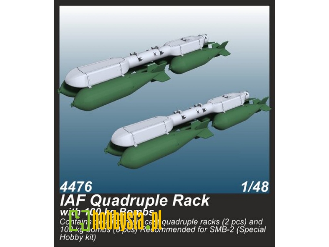 Iaf Quadruple Rack With 100kg Bombs (2pcs) (For Smb-2, Sa'ar And Mirage Iii Kits)) - image 1 Iaf Quadruple Rack With 100kg Bombs (2pcs) (For Smb-2, Sa'ar And Mirage Iii Kits)) - image 1