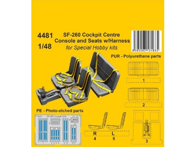 Sf-260 Cockpit Centre Console And Seats With Harness (For Special Hobby Kits) - image 1