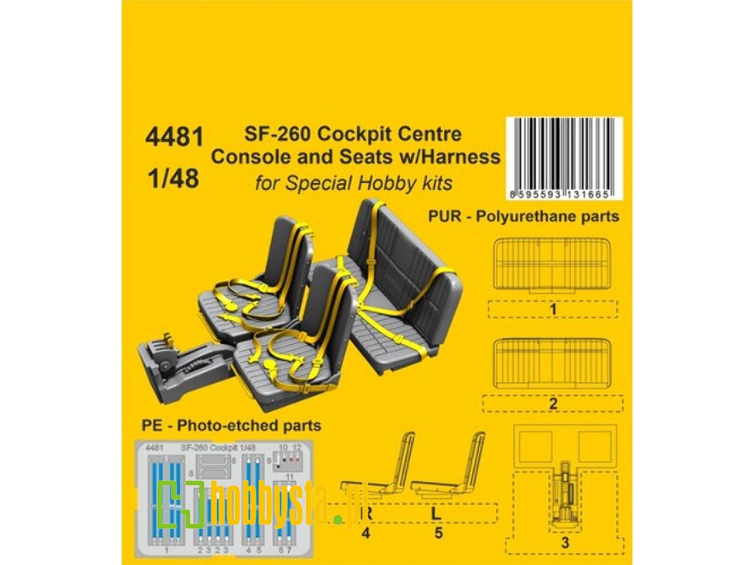 Sf-260 Cockpit Centre Console And Seats With Harness (For Special Hobby Kits) - image 1 Sf-260 Cockpit Centre Console And Seats With Harness (For Special Hobby Kits) - image 1