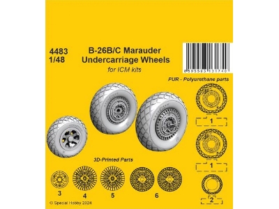 B-26b/C Marauder Undercarriage Wheels (For Icm Kits) - image 1
