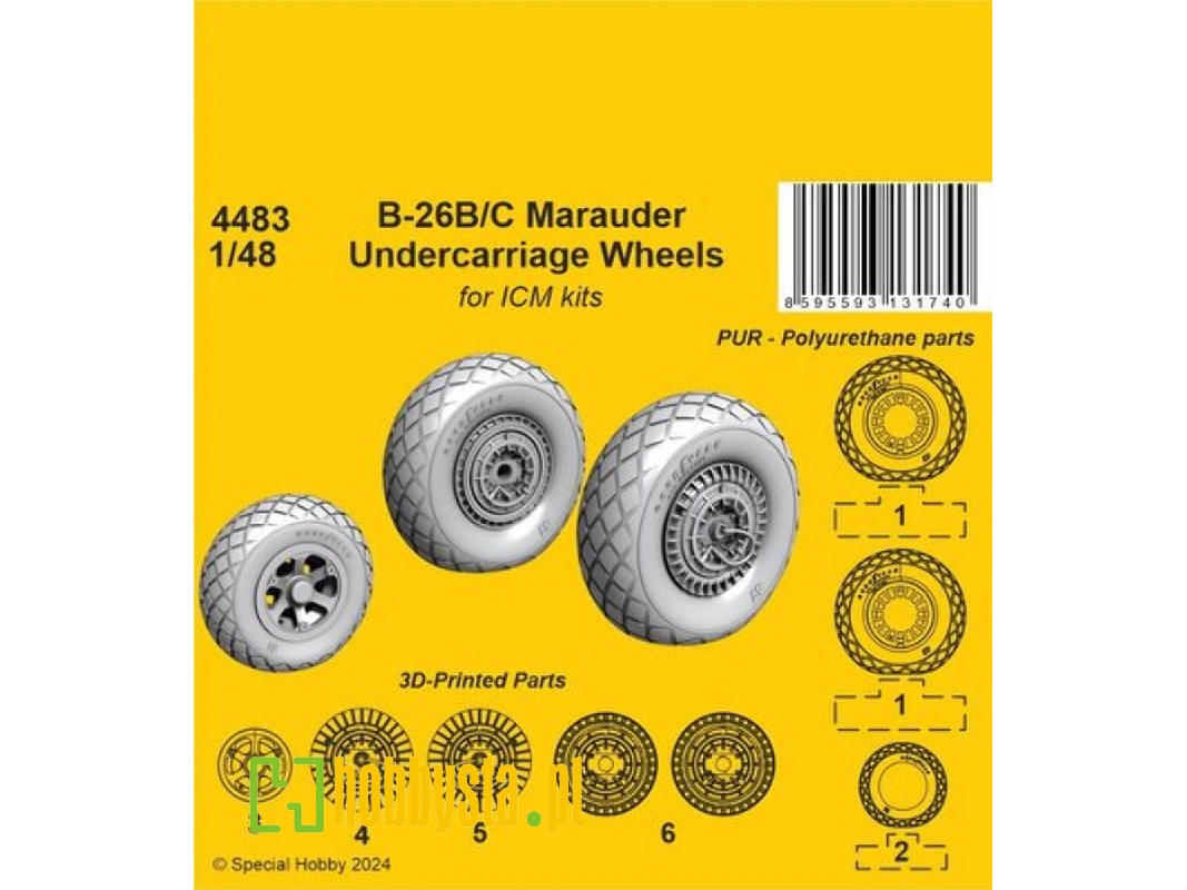 B-26b/C Marauder Undercarriage Wheels (For Icm Kits) - image 1