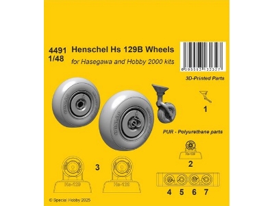 Henschel Hs 129b Wheels (For Hasegawa/Hobby 2000) - image 1