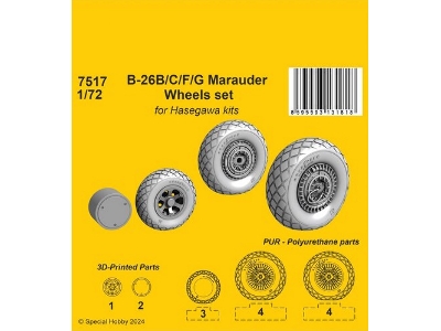 B-26b/C/F/G Marauder Wheels Set (For Hasegawa Kits) - image 1
