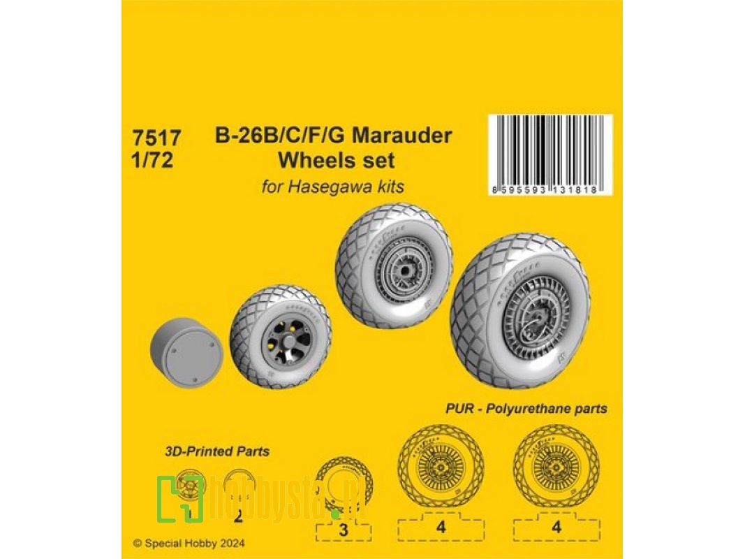 B-26b/C/F/G Marauder Wheels Set (For Hasegawa Kits) - image 1 B-26b/C/F/G Marauder Wheels Set (For Hasegawa Kits) - image 1