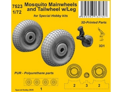 De Havilland Mosquito - Mainwheels And Tailwheel With Legs (For Special Hobby Kits) - image 1