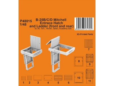 B-25b/C/D Mitchell Entrace Hatch And Ladder (Front And Rear) (For Accurate Miniatures, Revell, Italeri, Academy) - image 1