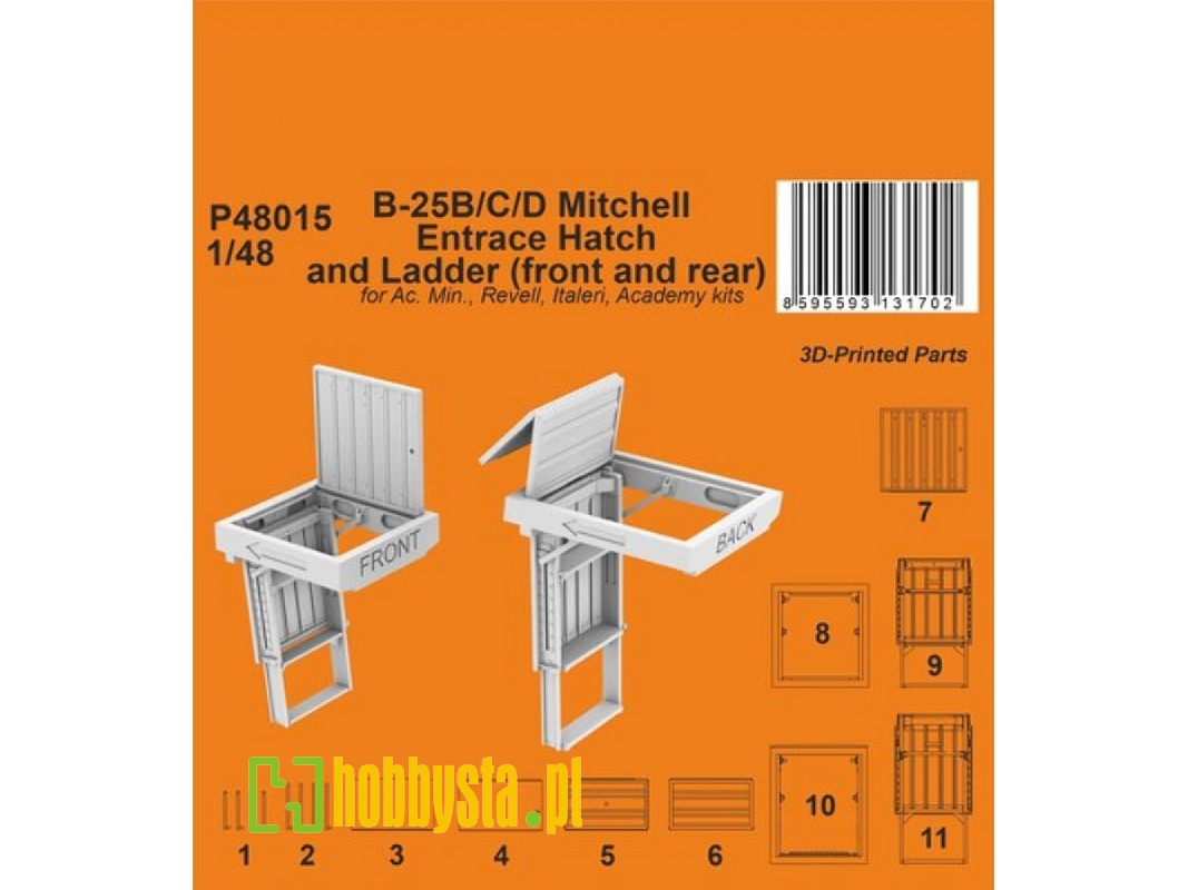 B-25b/C/D Mitchell Entrace Hatch And Ladder (Front And Rear) (For Accurate Miniatures, Revell, Italeri, Academy) - image 1