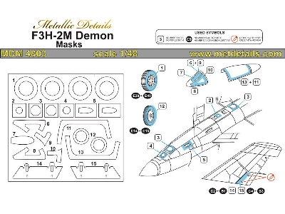 Mcdonnell F3h-2m Demon - Canopy Frame And Wheels Paint Masks (Designed Hobby Boss Kits) - image 1