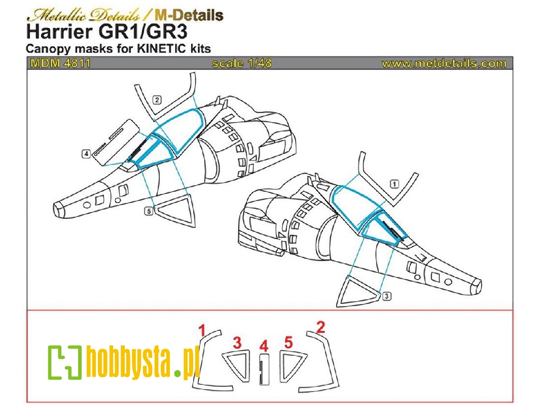 Bae Harrier Gr.1/3 Canopy Masks (Designed To Be Used With Kinetic Model Kits) - image 1 Bae Harrier Gr.1/3 Canopy Masks (Designed To Be Used With Kinetic Model Kits) - image 1