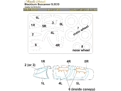 Blackburn Buccaneer S.2 C/D - Wheels And Canopy Frame Paint Masks (Designed To Be Used With Airfix Kits) - image 1
