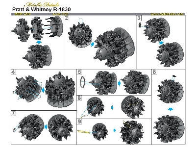Pratt & Whitney R-1830 Set Contains Resin And Photo-etched Parts For Detailing 1 Engine Of The Aircraft (Designed To Be Used Wit