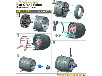 Fiat Cr.42 Falco - Cowling And Engine 3d-printed (For Icm Kits) - image 2