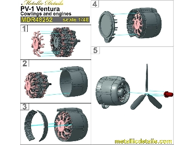 Lockheed Pv-1 Ventura - Cowlings And Engines 3d-printed (For Revell And Academy) - image 2
