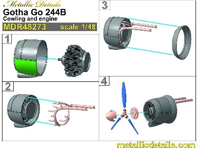 Gotha Go-244 B - Cowlings And Engines 3d-printed (For Icm Kits) - image 2