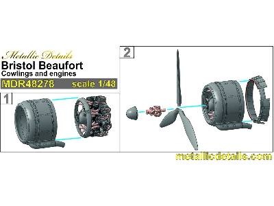 Bristol Beaufort Mk.I / Mk.Ia - Cowlings And Engines 3d-printed (For Icm Kits) - image 2