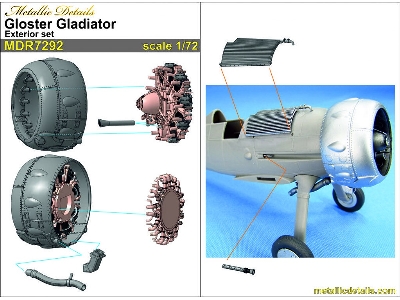 Gloster Gladiator - 3d-printed Exterior Set - Cowling, Engine, Exhausts, Radiator, Wheels Etc - image 1