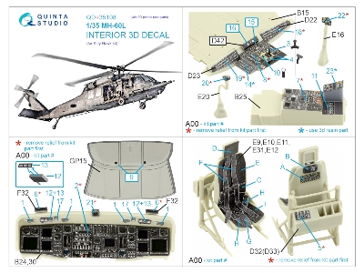 Sikorsky Mh-60 L - Interior 3d Decal With 3d-printed Resin Parts (For Kittyhawk Kits) - image 12