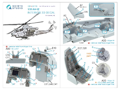 Bell Ah-1 Z - Interior 3d Decal With 3d-printed Resin Parts (For Academy Kits) - image 12