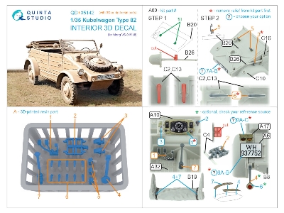 Kubelwagen Type 82 - 3d-printed & Coloured Interior On Decal Paper With 3d-printed Resin Parts (For Meng Vs-015 Kit) - image 6