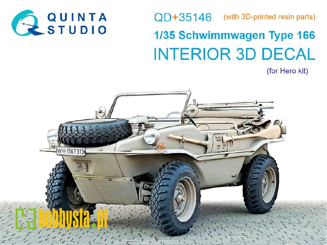 Schwimmwagen Type 166 - 3d-printed & Coloured Interior On Decal Paper With 3d-printed Resin Parts (For Hero Kits) - image 1