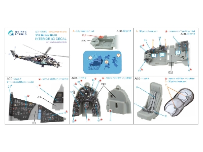 Mil Mi-24v Nato - 3d-printed & Coloured Interior On Decal Paper With 3d-printed Resin Parts (For Hobby Boss / Ark Models Kits) -