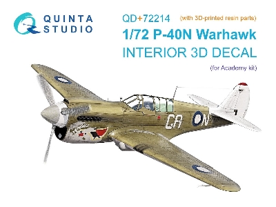 Cutiss P-40 N Warhawk -3d-printed & Coloured Interior On Decal Paper With 3d-printed Resin Parts (For Academy Kits) - image 1