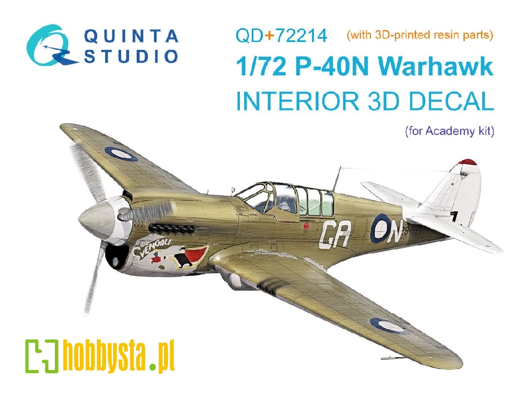 Cutiss P-40 N Warhawk -3d-printed & Coloured Interior On Decal Paper With 3d-printed Resin Parts (For Academy Kits) - image 1 Cutiss P-40 N Warhawk -3d-printed & Coloured Interior On Decal Paper With 3d-printed Resin Parts (For Academy Kits) - image 1