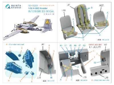 Douglas A-26 C Invader - 3d-printed & Coloured Interior On Decal Paper With 3d-printed Resin Parts (For Hobby Boss Kits) - image