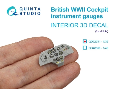 British Wwii Cockpit Instrument Gauges 3d-printed & Coloured Interior On Decal Paper (For All Kits) - image 1