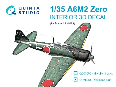 A6m2 Zero (Nakajima Prod.) - 3d-printed & Coloured Interior On Decal Paper (For Border Model Kits) - image 1