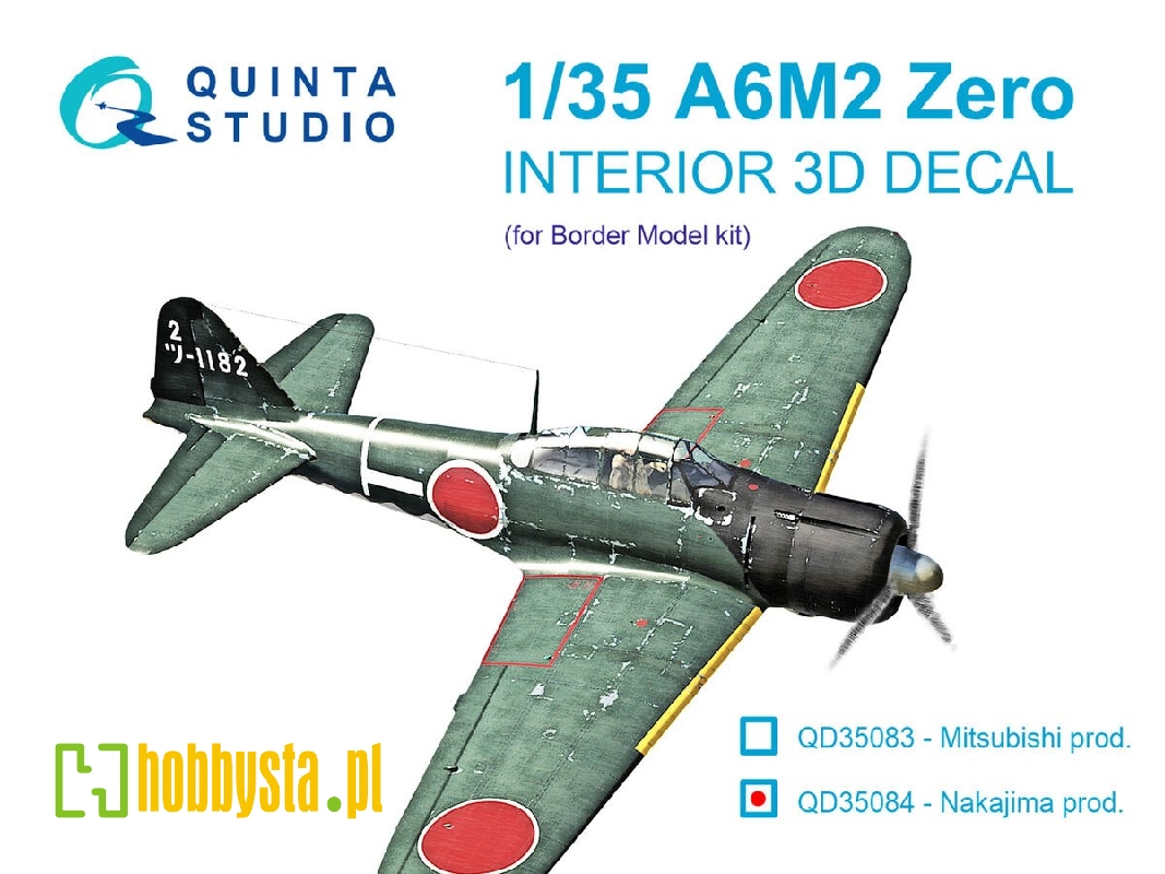 A6m2 Zero (Nakajima Prod.) - 3d-printed & Coloured Interior On Decal Paper (For Border Model Kits) - image 1 A6m2 Zero (Nakajima Prod.) - 3d-printed & Coloured Interior On Decal Paper (For Border Model Kits) - image 1