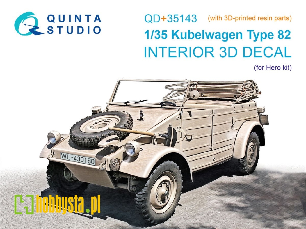 Kubelwagen Type 82 - 3d-printed & Coloured Interior On Decal Paper With 3d-printed Resin Parts (For Hero Kits) - image 1 Kubelwagen Type 82 - 3d-printed & Coloured Interior On Decal Paper With 3d-printed Resin Parts (For Hero Kits) - image 1