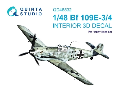 Messerschmitt Bf-109 E-3/E-4 - 3d-printed & Coloured Interior On Decal Paper (For Hobby Bosskits) - image 1
