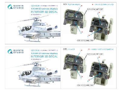 Bell Ah-1 Z Zulu Cobra / Viper Luminous Displays - 3d-printed & Coloured Interior On Decal Paper (For Kitty Hawk Kits) - image 8