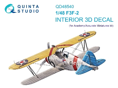 Grumman F3f-2 - 3d-printed & Coloured Interior On Decal Paper (For Academy / Accurate Miniatures Kits) - image 1