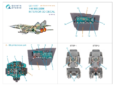 Mig-25 Bm - 3d-printed & Coloured Interior On Decal Paper With 3d-printed Resin Parts (For Icm Kits) - image 2