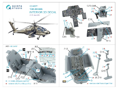 Ah-64 A Apache - 3d-printed & Coloured Interior On Decal Paper (For Hasegawa Kits) - image 2