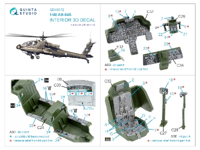 Ah-64 A Apache - 3d-printed & Coloured Interior On Decal Paper (For Academy / Modelist Kits) - image 2