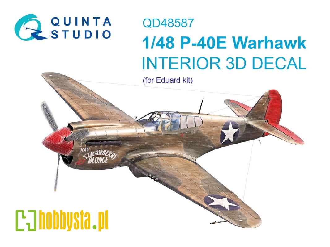 Curtiss P-40 E Warhawk - 3d-printed & Coloured Interior On Decal Paper (For Eduard Kits) - image 1 Curtiss P-40 E Warhawk - 3d-printed & Coloured Interior On Decal Paper (For Eduard Kits) - image 1