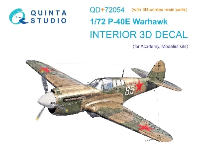 Curtiss P-40 E Warhawk  - 3d-printed & Coloured Interior On Decal Paper With 3d-printed Resin Parts (For Academy/Modelist Kits) 