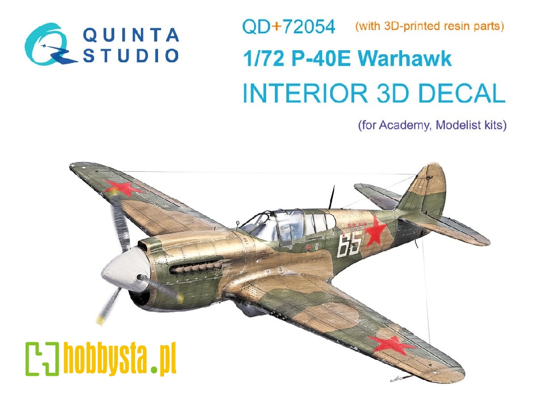 Curtiss P-40 E Warhawk  - 3d-printed & Coloured Interior On Decal Paper With 3d-printed Resin Parts (For Academy/Modelist Kits) 