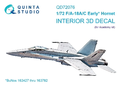 F/A-18 A/C Early - 3d-printed & Coloured Interior On Decal Paper (For Academy Kits) - image 1