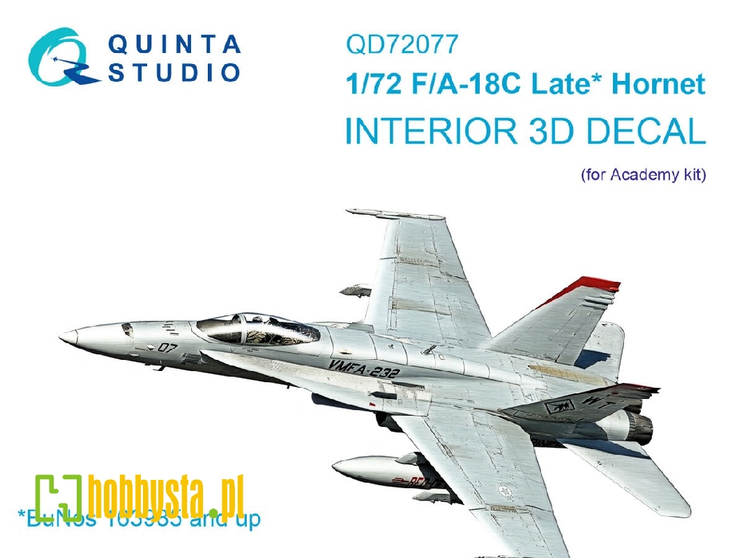 F/A-18 C Late - 3d-printed & Coloured Interior On Decal Paper (For Academy Kits) - image 1 F/A-18 C Late - 3d-printed & Coloured Interior On Decal Paper (For Academy Kits) - image 1