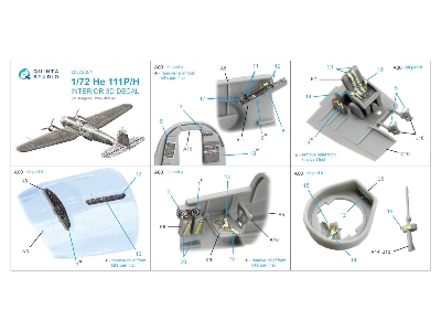 Heinkel He-111 P/H - 3d-printed & Coloured Interior On Decal Paper (For Hasegawa Kits) - image 2