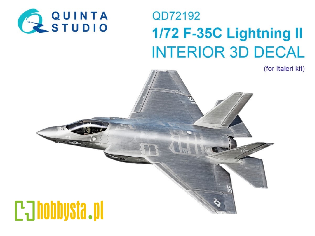 Lockheed Martin F-35 C Lighting Ii - 3d-printed & Coloured Interior On Decal Paper (For Italeri Kits) - image 1 Lockheed Martin F-35 C Lighting Ii - 3d-printed & Coloured Interior On Decal Paper (For Italeri Kits) - image 1
