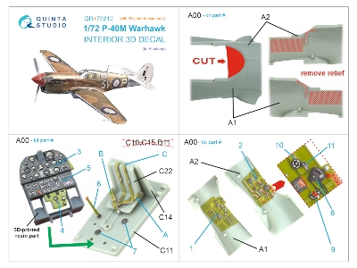 Curtiss P-40 M Warhawk - 3d-printed & Coloured Interior On Decal Paper With 3d-printed Resin Parts (For Academy Kits) - image 2