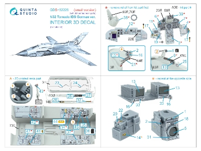 Panavia Tornado Ids German Version - 3d-printed & Coloured Interior With 3d-printed Resin Parts (Small Version / For Italeri Kit